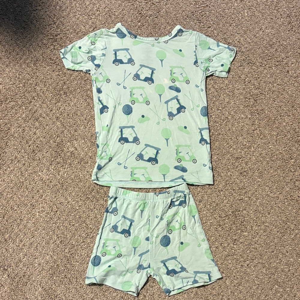 Kids Golf Print Pajama Set - Green